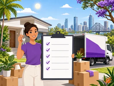 New arrival holding keys and a checklist outside a Brisbane home